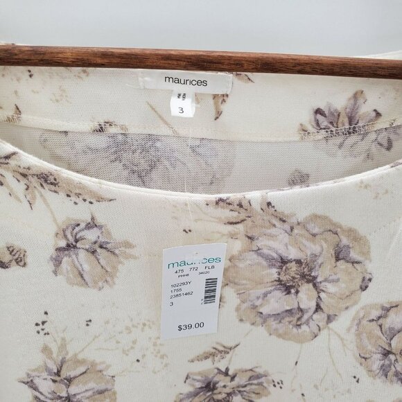 Maurices Womens Floral Slit Sleeve Blouse Size‎ 3X Short Sleeve Scoop Neck NWT - Picture 8 of 12
